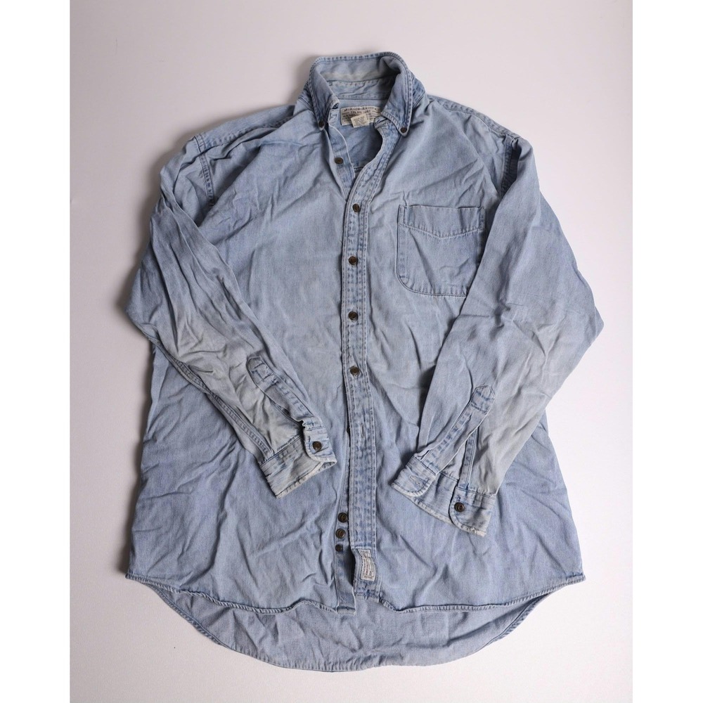 Vintage Abercrombie & Fitch The Big Shirt Mens Medium Light Wash Denim Button